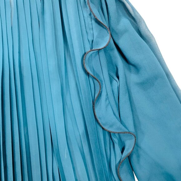 - Zara pleated forest green  ruffled blouse sz meduim - Picture 14 of 15